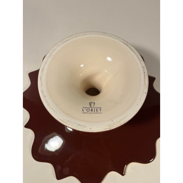 Contemporary l'Objet Portugal Pedestal Cake Stand Brown With 24k Gold Trim For Sale In Los Angeles - Image 6 of 8