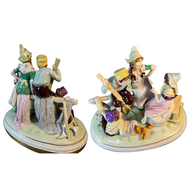 Ceramic Antique German Four Children in Lively Conversation Porcelain Figurine For Sale - Image 7 of 18