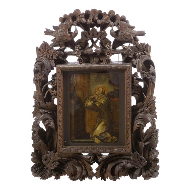 European Artist, Saint John of the Cross, 18th Century, Painting on Glass, Famed For Sale