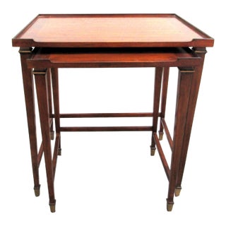 1960s Pair of Sherrill CTH Occasional Mahogany Nesting Tables With Brass Feet For Sale