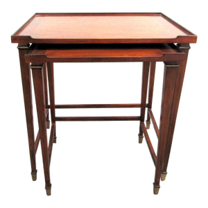 1960s Pair of Sherrill CTH Occasional Mahogany Nesting Tables With Brass Feet