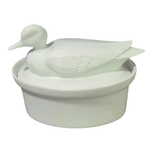 Vintage Country French White Tureen Duck Covered Serving Bowl Dish