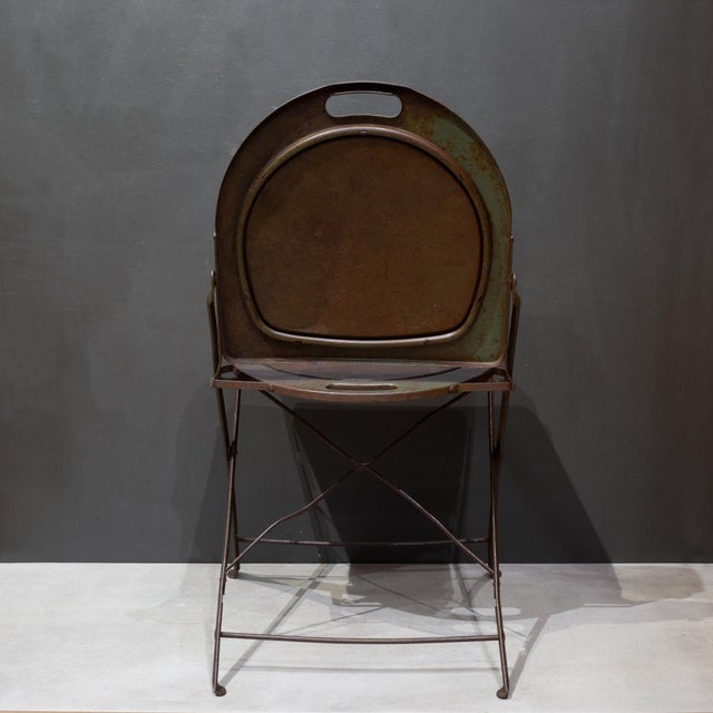 Set of Four Prohibition Era Indusrial Metal Folding Chairs c.1920 For Sale - Image 14 of 18