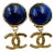Chanel Vintage Gold Plated Blue Stone CC Dangle Clip on Earrings, A Pair For Sale