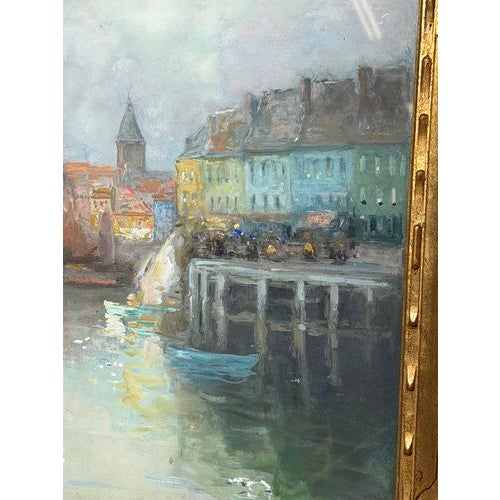 Alexandre Macette, Harbour Landscape, Watercolor, Framed For Sale - Image 4 of 8