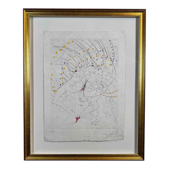 1960s Dali La Venus Aux Fourrures Lady Leaf Hand Signed Numbered Etching Surreal Art For Sale