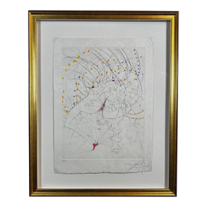 1960s Dali La Venus Aux Fourrures Lady Leaf Hand Signed Numbered Etching Surreal Art