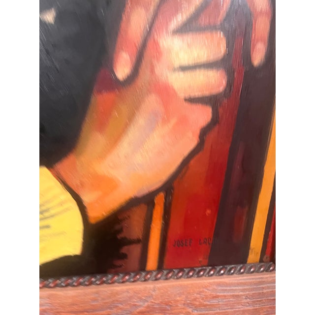 1960s 1960s Josef Lacina 1899-1975 Original Oil Portrait Woman Czech Expressionist on Masonite For Sale - Image 5 of 6