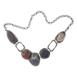 Vintage Mathews Sterling Modernist Southwestern necklace For Sale