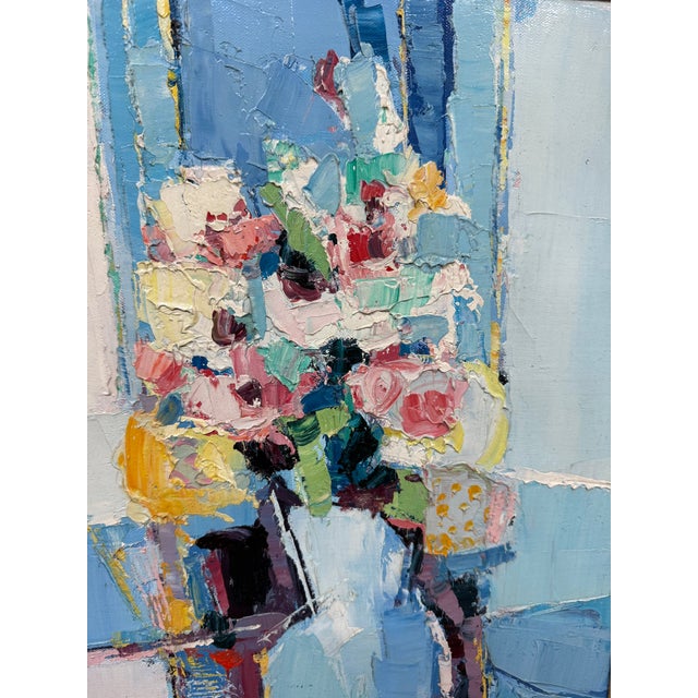1960s Alain Rousseau Floral Still Life Expressionist Oil Painting, Signed For Sale - Image 5 of 12