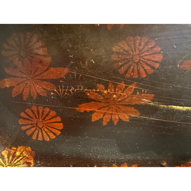 Antique Japanese Maki-E Lacquer Tray: Koi Fish and Floral Design For Sale - Image 6 of 9