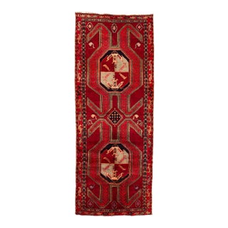 Red Vintage Persian Handmade Wool Runner For Sale