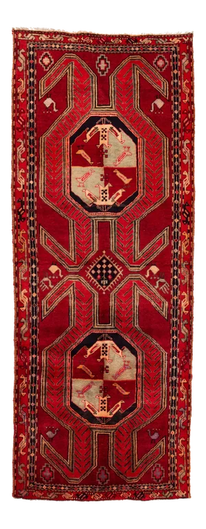 Red Vintage Persian Handmade Wool Runner
