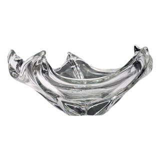 Daum France, French Mid-Century Modern, Sculptural Crystal Bowl, France, 1960s For Sale