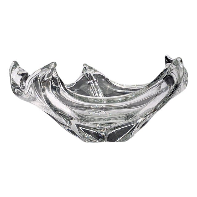 Daum France, French Mid-Century Modern, Sculptural Crystal Bowl, France, 1960s For Sale