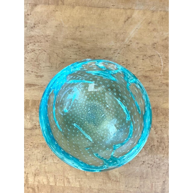 Italian Mid-Century Modern Murano Blue Glass Bowl For Sale - Image 12 of 18