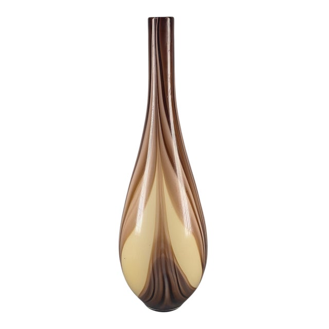 Stunning Mid-Century-Modern Hand-Blown Art Glass Earth Tones Tall 22'' Vase For Sale - Image 12 of 12