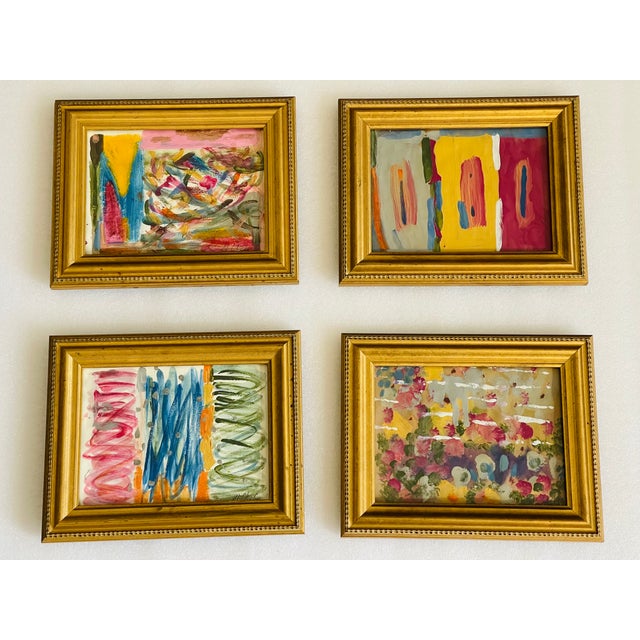 Abstract Contemporary Abstract Mini Mixed Media Mariana Shulga - Set of 4 For Sale - Image 3 of 11