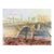 Late 20th Century River Bridge Landscape Watercolor Painting For Sale