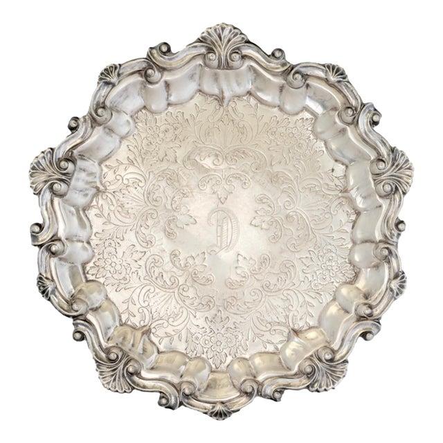 English Silverplate Petite Monogram 'D' Tray For Sale