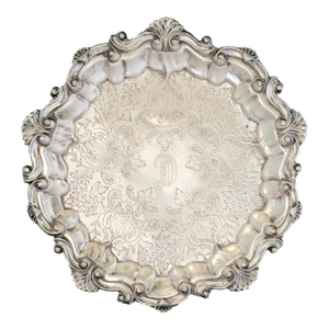 English Silverplate Petite Monogram 'D' Tray