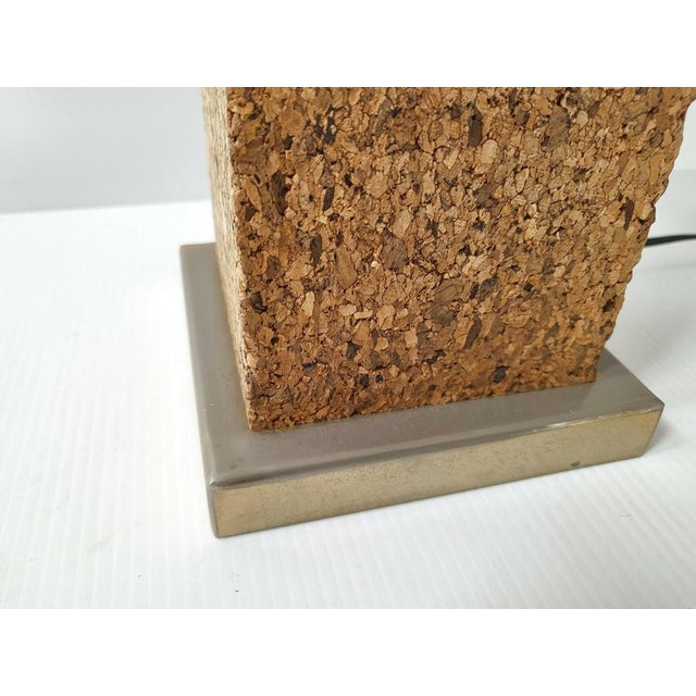 Vintage Cork Cube and Steel Ball Table Lamp, 1970s For Sale - Image 4 of 9