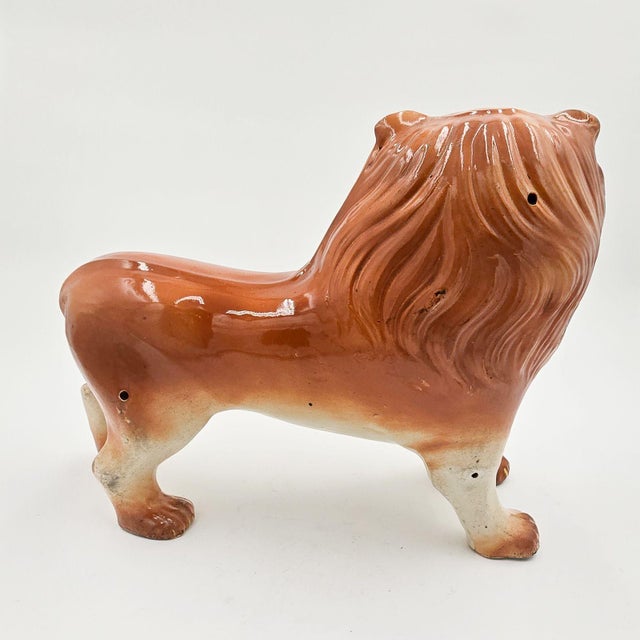 Pair of Staffordshire Striding Lions For Sale - Image 9 of 10