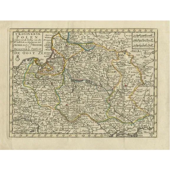 Antique Map of the Kingdom of Poland by Keizer & De Lat, 1788 For Sale