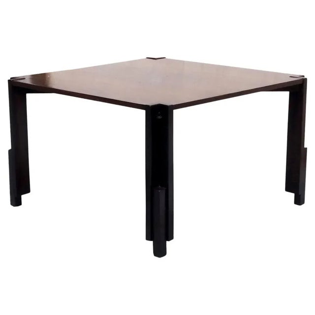 Small Square Wooden Coffee Table, Italy, 1960s For Sale - Image 6 of 6