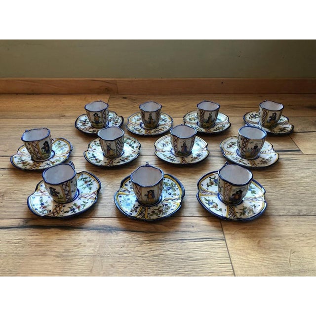 Antique Coffee Set from Henriot Quimper Faience, 1890s-1910s, Set of 24 For Sale - Image 16 of 18