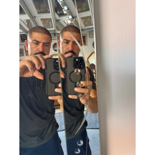 1960s 1960’s Hollywood Regency Venetian Etched Wall Mirror With Chrome Accents/ Sold For Sale - Image 5 of 9