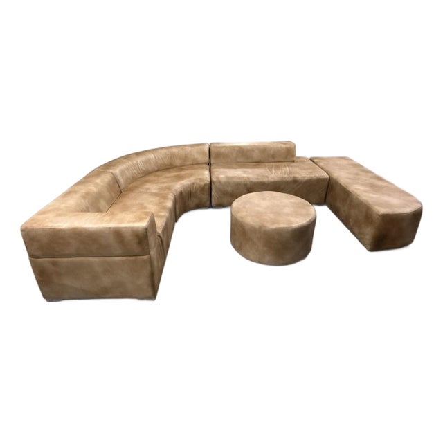 Loom Sculptural Modula Leather Sectional With Ottoman Special Edition For Sale