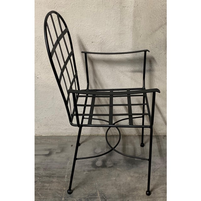 Set of 2 Garden or Dinning Armchairs in Black Wrought Iron, Indoor & Outdoor For Sale - Image 4 of 18