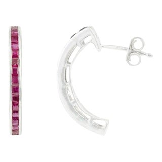 Sleek Design Natural Ruby Vertical Linear Bar Earrings for Girlfriend- 2 Pieces For Sale