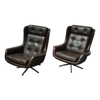 Mid-Century Modern Nordic Leather Chair, 1980 For Sale