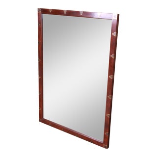Henredon Hollywood Regency Chinoiserie Walnut and Brass Framed Mirror For Sale