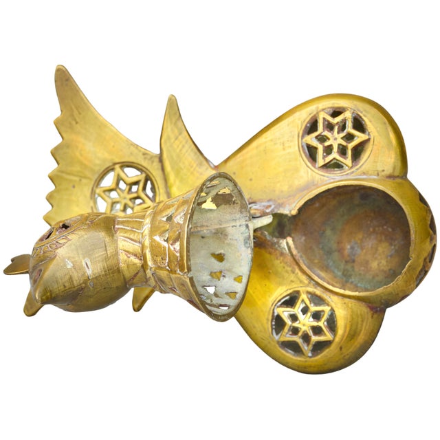 Early 20th Century Handmade Americana Brass Bird-Figurine Incense Burner For Sale - Image 9 of 10