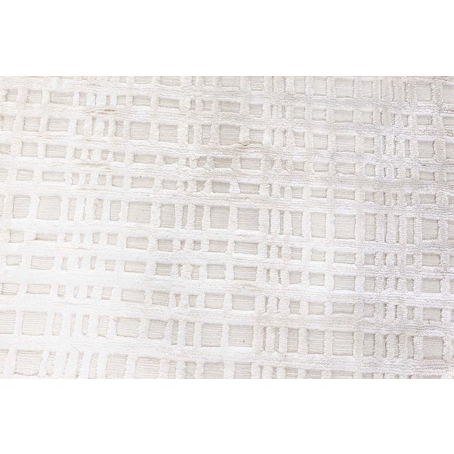 Contemporary Geometric High and Low Knotted of Silk and Wool Rug Size: 4'8" × 9'9" (142 × 297 cm) A contemporary,...