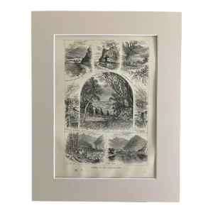 Antique 1874 Wood Engraving "Scenes on the Susquehanna" PA in 11x14 Mat