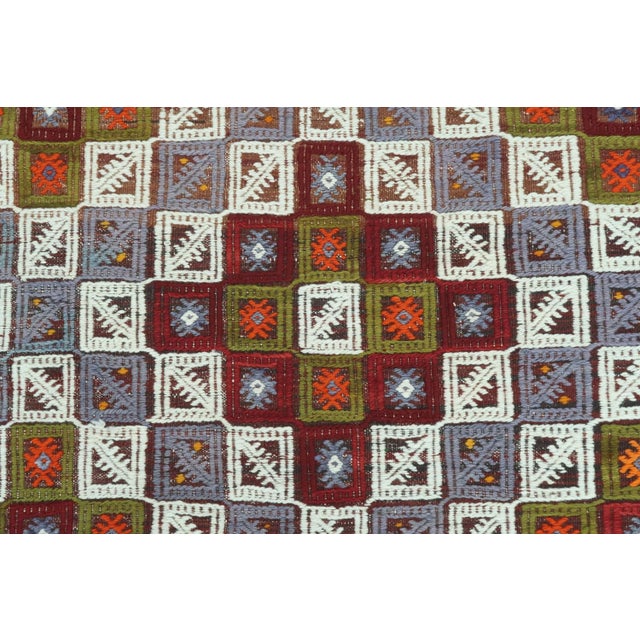 Vintage Bergama Nomads Kilim Embroidered Rug For Sale - Image 12 of 13