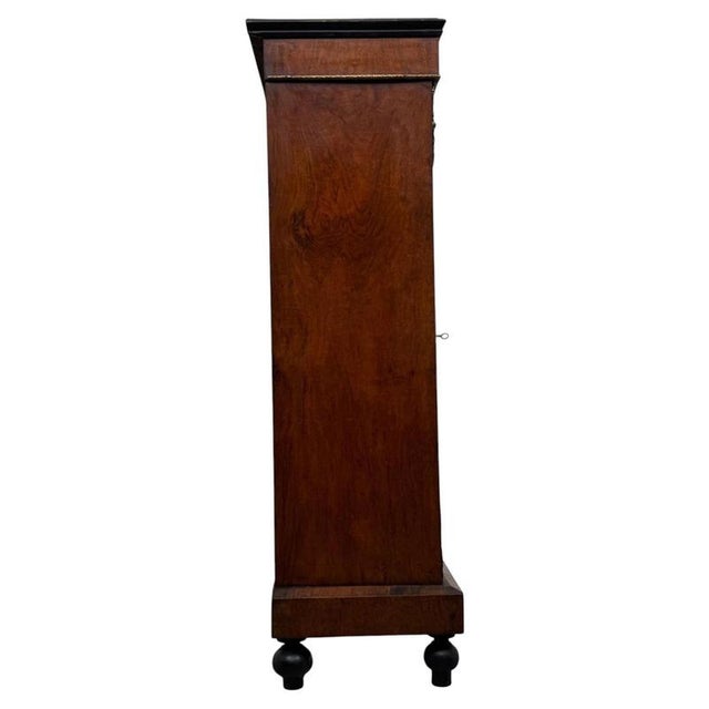19th Century Antique English Victorian Inlaid Walnut Pier Display Cabinet For Sale - Image 6 of 11