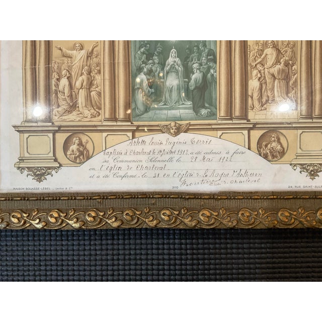 Early 19th Century Antique French Religious Devotional Print in Original Gilt Frame, Paris C. 1915 For Sale - Image 5 of 7