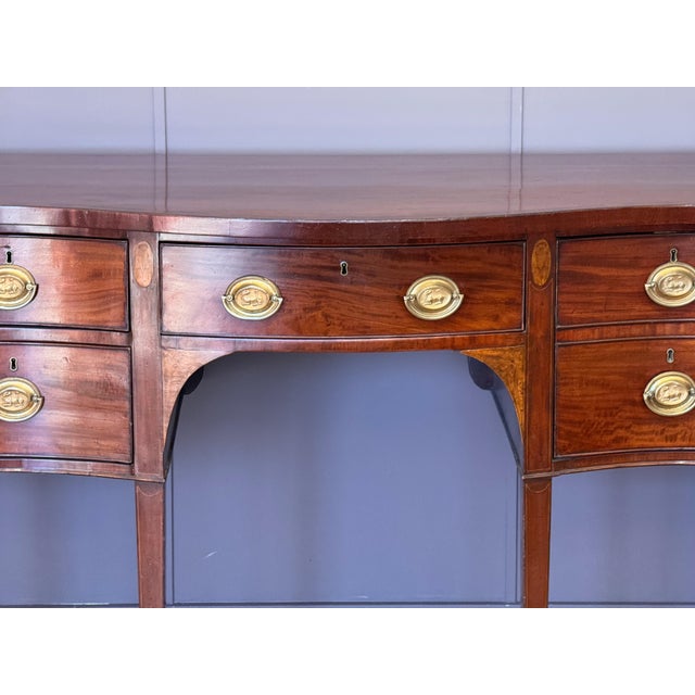 Wood Late 18th Century English Mahogany Serpentine-Front Sideboard For Sale - Image 7 of 14