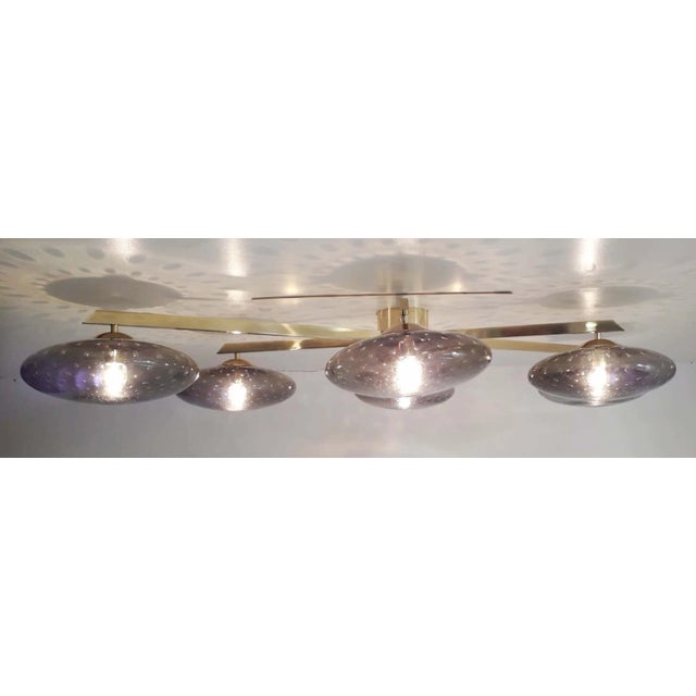 Brown Angelo Polished Brass Smoky Bubbles Glass Flush Mount by Fabio Ltd For Sale - Image 8 of 9