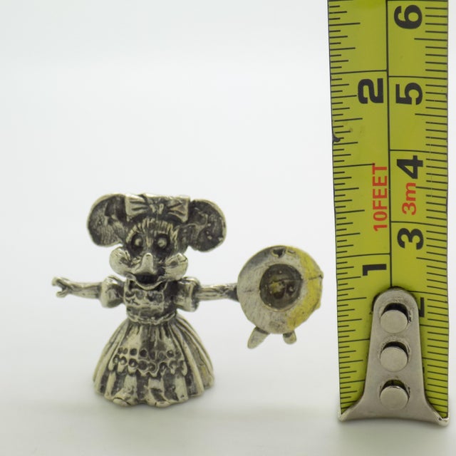 Vintage Italian Handmade Genuine Silver Rare Mouse Character Dollhouse For Sale - Image 9 of 9