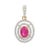 Art Deco 18k Yellow Gold Oval Cut Natural Ruby Double Layer Diamonds Pendant For Sale - Image 3 of 6