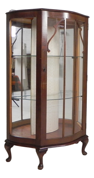 Art Deco English Display Cabinet on Ornate Legs, 1930s