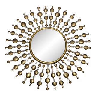Vintage Indian Brass Starburst Mirror For Sale