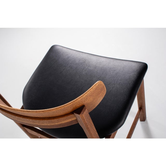 Danish Oak and Black Skai Dining Chairs, 1960s, Set of 4 For Sale - Image 16 of 18