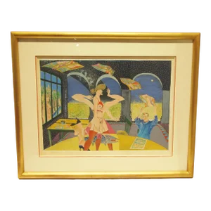 Original Mixed Media Painting on Paper Listed Belgian Artist Koen Scherperell